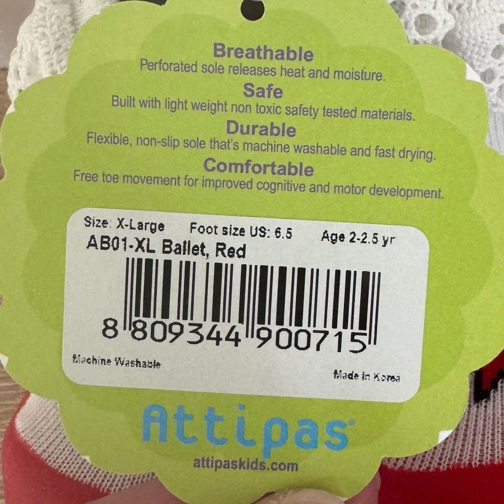 NWT Attipas Baby Walking Shoes‎ Ballet Red Size 6.5 for 2 Year Old Girl Toddler